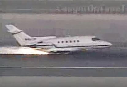Corporate Jet Makes Belly Landing